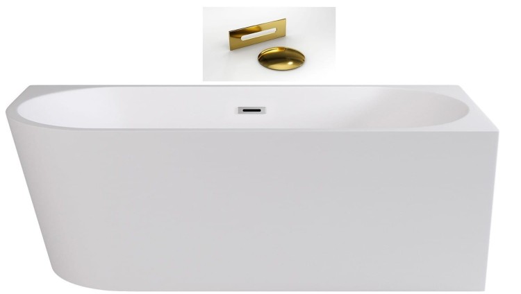 Wanna wolnostojąca Zoya Besco 170x80 prawa biała maskownice złote