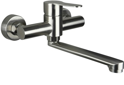 Bateria umywalkowa ścienna Lupo stal Deante