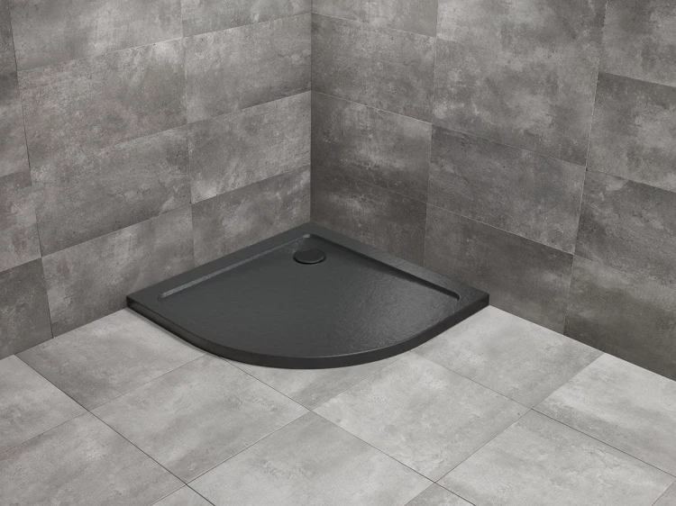 Brodzik półokrągły Radaway Doros A 80x80 Stone czarny