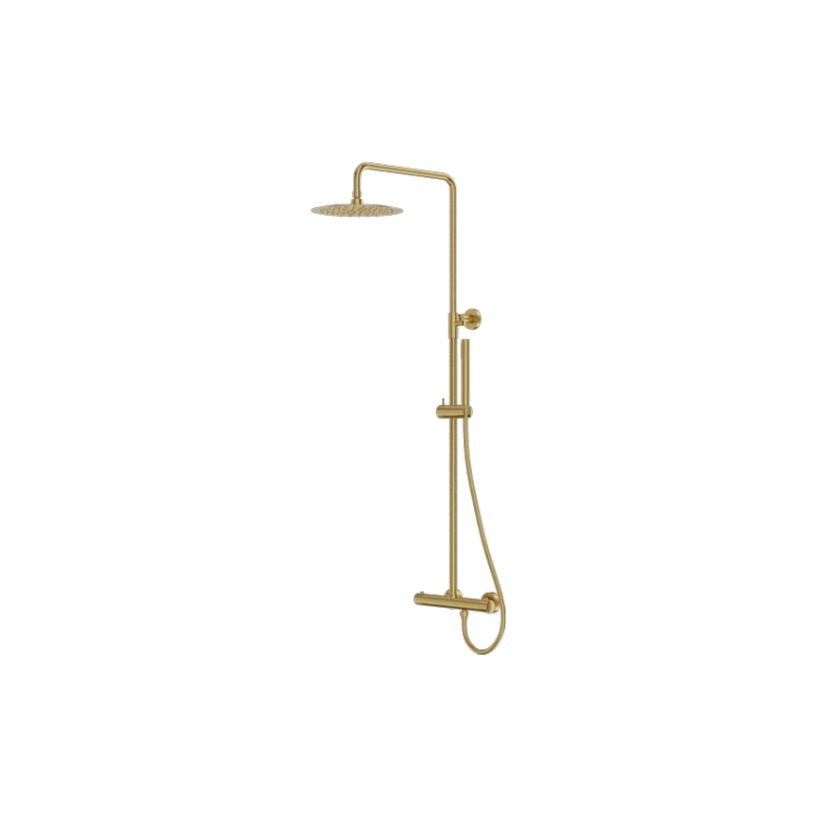 Natynkowy zestaw prysznicowy termostatyczny z deszczownicą Orion Brushed Gold Lavita