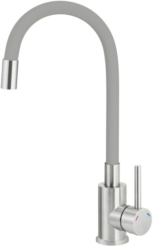 Bateria kuchenna z giętą wylewką Luno Deante szara stal