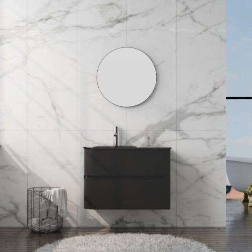 Szafka wisząca z umywalką szklaną Atlanta Black 800 Lavita