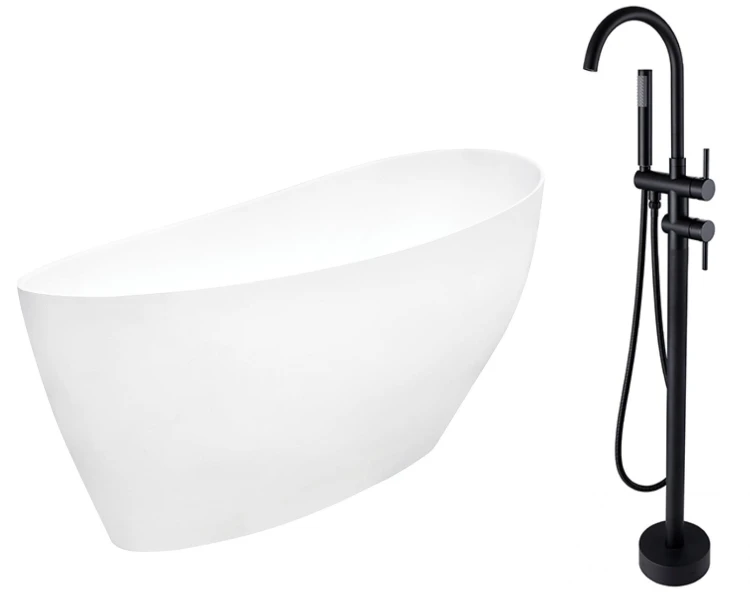 Wanna wolnostojąca Besco Keya 165x70 biała + bateria Illusion I czarna