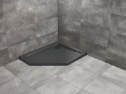 Brodzik pięciokątny Radaway Doros PT E 100x80x5 Stone czarny prawy