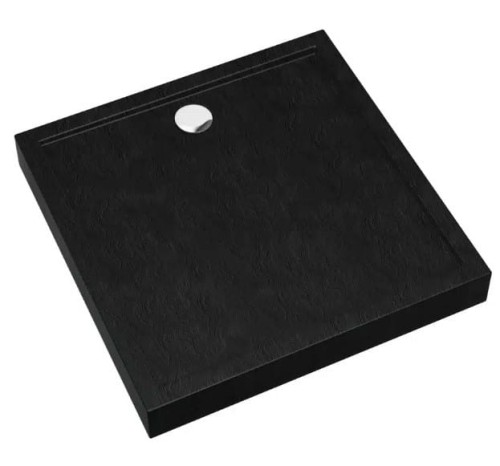 Brodzik kwadratowy Cameron BLACK STONE 80x80 Schedpol Schedline, czarny