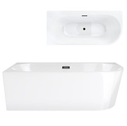 Wanna wolnostojąca narożna corsan intero 150 x 74 z szeroką krawędzią montaż lewostronny korek klik-klak grafit / gunmetal