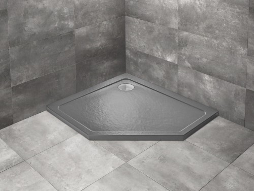 Brodzik pięciokątny Radaway Doros PT E 90x80x5 Stone antracytowy lewy