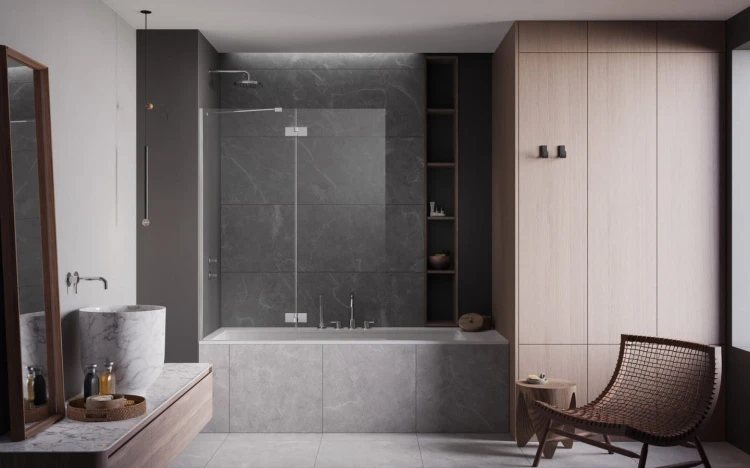 Parawan nawannowy Radaway Essenza PND II 100x150 lewy przejrzysty