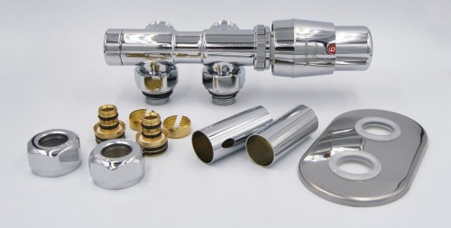 Zestaw zaworów termostatyczny Twins Radeco lewy / prawy chrom