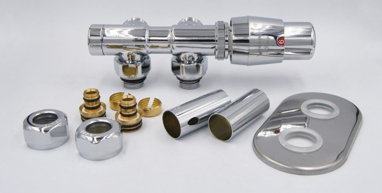 Zestaw zaworów termostatyczny Twins Radeco lewy / prawy chrom