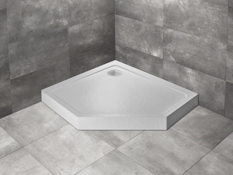 Brodzik pięciokątny Radaway Doros PT E Compact 90x80 Stone biały lewy