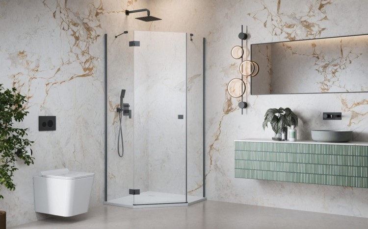 Kabina pięciokątna Radaway Essenza 8 Brushed GunMetal PTJ lewa