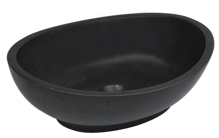 Umywalka kamienna nablatowa Kelud AD naturalnie czarny granit