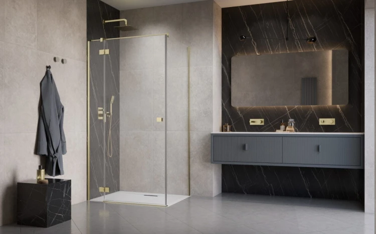 Kabina prysznicowa Radaway Essenza 8 Brushed Gold KDJ lewa