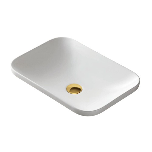 Umywalka wpuszczana w blat intero 530x370x155 mm z korkiem złotym