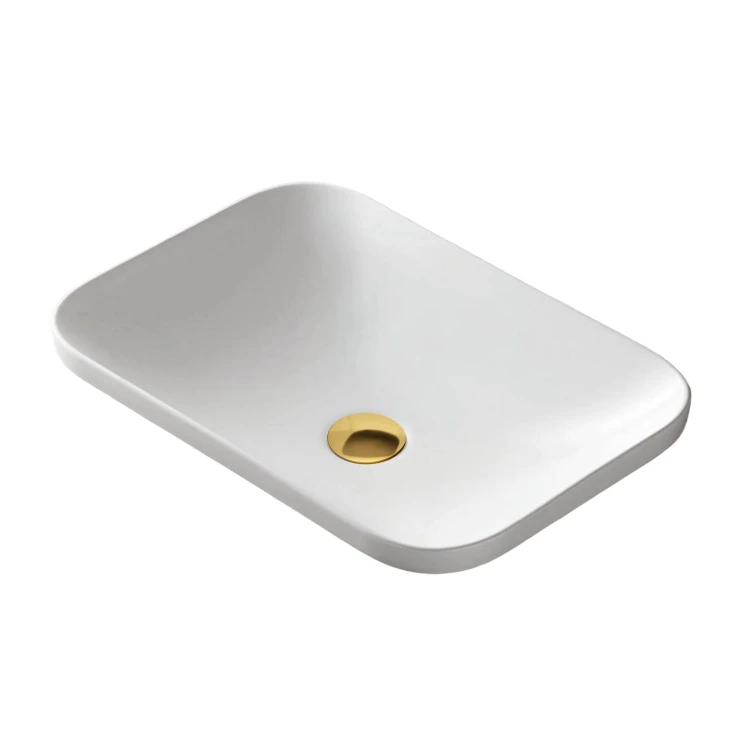 Umywalka wpuszczana w blat intero 530x370x155 mm z korkiem złotym