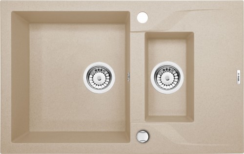Zlewozmywak 1,5-komorowy z krótkim ociekaczem - piaskowy Andante Deante