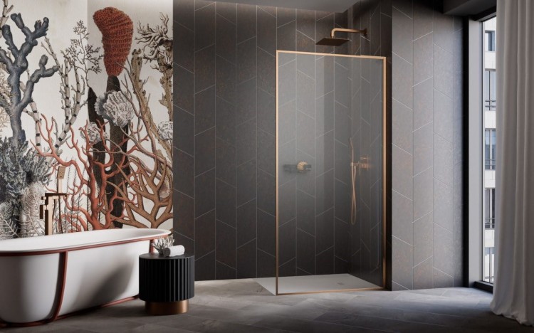 Kabina prysznicowa walk-in Radaway Modo F SL Brushed Copper II prawa