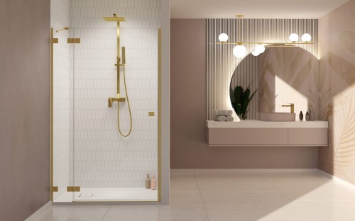 Drzwi prysznicowe Radaway Essenza Pro 8 Brushed Gold DWJ lewe