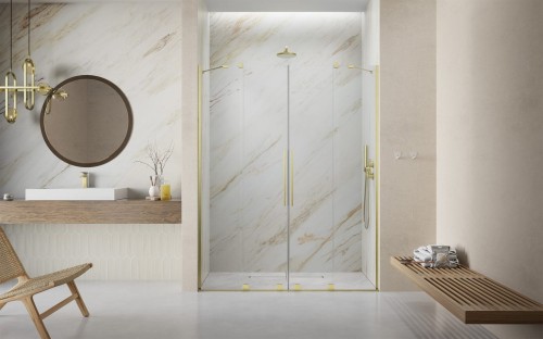 Drzwi prysznicowe Furo Brushed Gold DWD Radaway złote