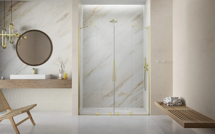 Drzwi prysznicowe Furo Brushed Gold DWD Radaway złote