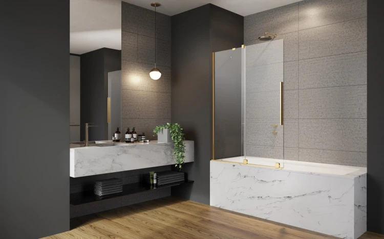 Parawan nawannowy Furo Gold PND II 140x150 Radaway złoty lewy