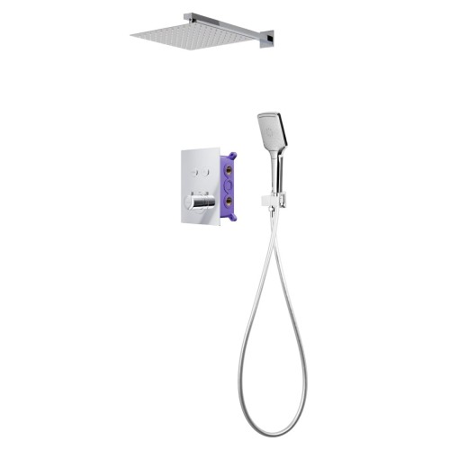 Zestaw prysznicowy corsan cmz049ch chrom z deszczownicą i głowicą termostatyczną