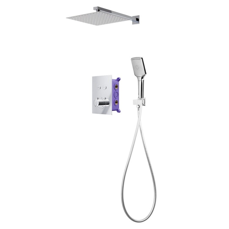 Zestaw prysznicowy corsan cmz049ch chrom z deszczownicą i głowicą termostatyczną