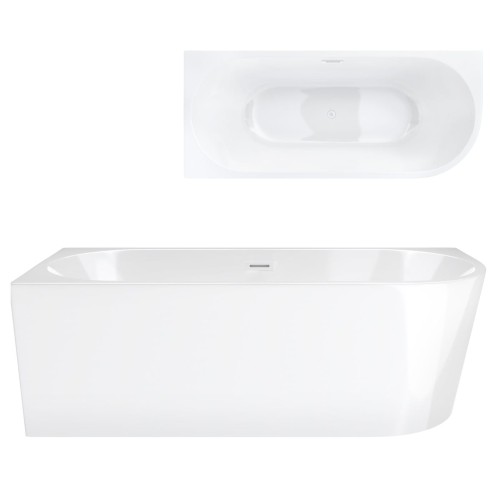 Wanna wolnostojąca narożna corsan intero 150 x 75 montaż lewostronny korek klik-klak biały