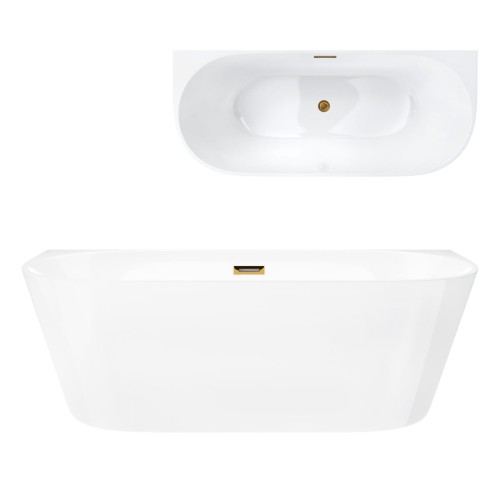 Wanna przyścienna wolnostojąca corsan mono 150 cm korek klik-klak szczotkowane złoto