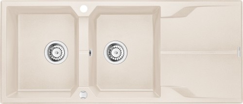 Deante Andante Zlewozmywak granitowy 2-komorowy z ociekaczem - beż