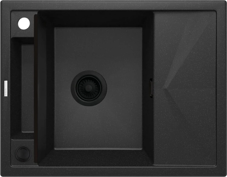 Zlewozmywak granitowy magnetyczny 1-komorowy z ociekaczem grafit metalik Deante Magnetic