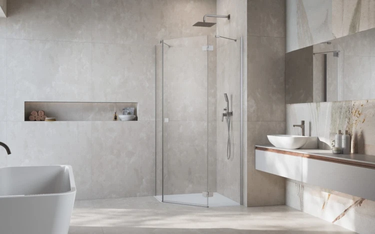 Kabina pięciokątna Radaway Essenza 8 Brushed Nickel PTJ prawa