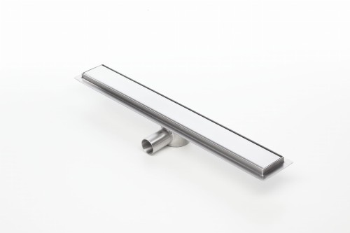 Odpływ liniowy z flanszą i metalowym syfonem Kesmet 80 cm z rusztem Smooth