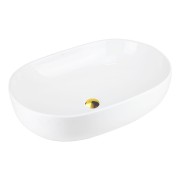 Umywalka nablatowa olvena uc5566gl 600x400x150mm owalna złoty korek