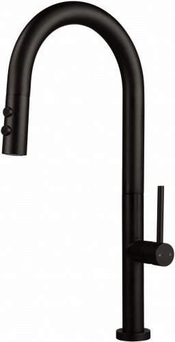 Bateria kuchenna z wyciąganą wylewką Olfato Deante nero czarna