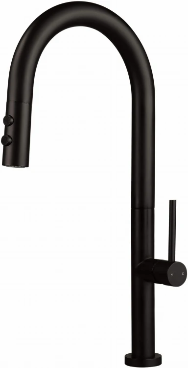 Bateria kuchenna z wyciąganą wylewką Olfato Deante nero czarna