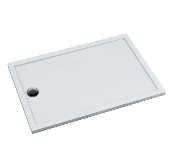 Brodzik prostokątny Sharper 80x120 Schedpol Schedline, biały - odpływ krótszy bok