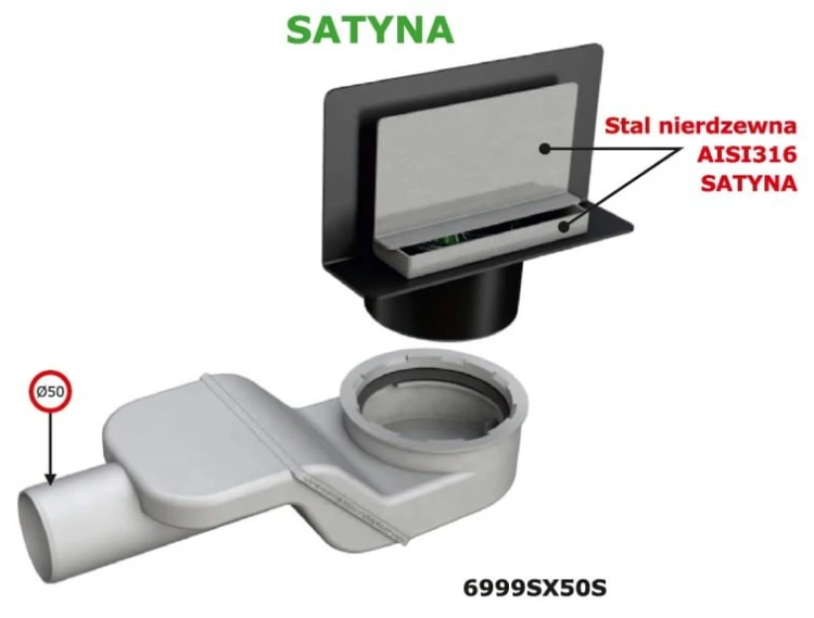 Ścienny odpływ prysznicowy Wally Bonomini satyna