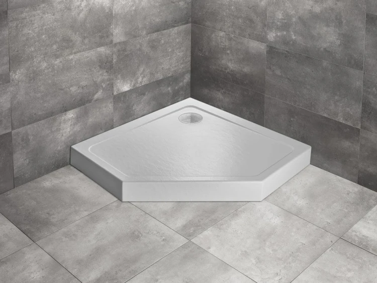 Brodzik pięciokątny Radaway Doros PT Compact 80x80 Stone biały