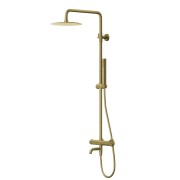 Zestaw natryskowy z termostatem kolumna corsan lugo deszczownica 25cm wylewka obrotowa złoto szczotkowane