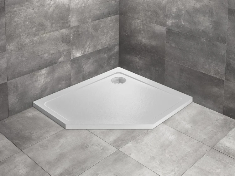 Brodzik pięciokątny Radaway Doros PT E 100x80x5 Stone biały prawy