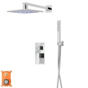 Zestaw prysznicowy corsan ango chrom z deszczownicą led, baterią i słuchawką
