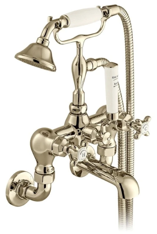 Bateria wannowa naścienna Axbridge Cross nikiel polerowany Vado