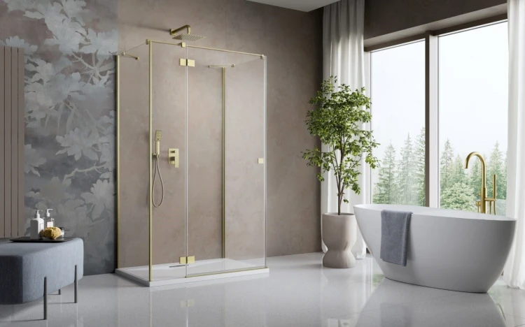 Kabina przyścienna Radaway Essenza Brushed Gold KDJ+S lewa