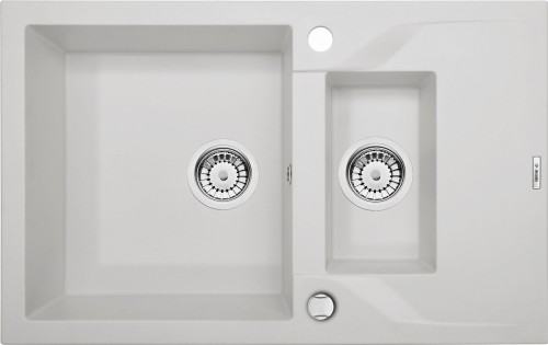 Zlewozmywak 1,5-komorowy z krótkim ociekaczem - alabaster Andante Deante