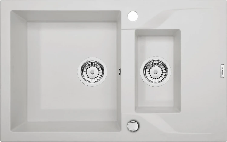 Zlewozmywak 1,5-komorowy z krótkim ociekaczem - alabaster Andante Deante