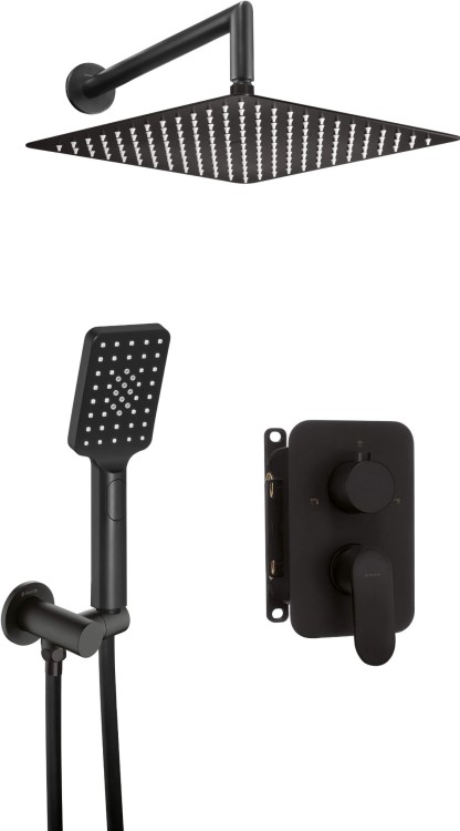 Zestaw prysznicowy z BOXem mieszaczowym nero czarny Alpinia Deante
