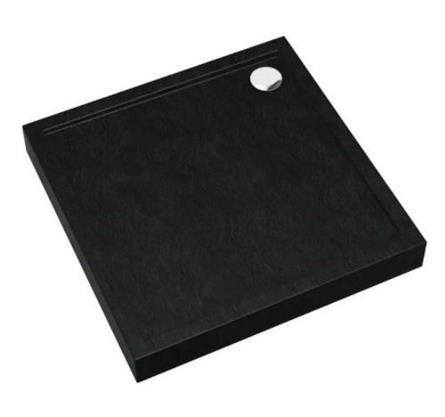 Brodzik kwadratowy Cameron Black Stone 90x90 Schedpol Schedline, czarny