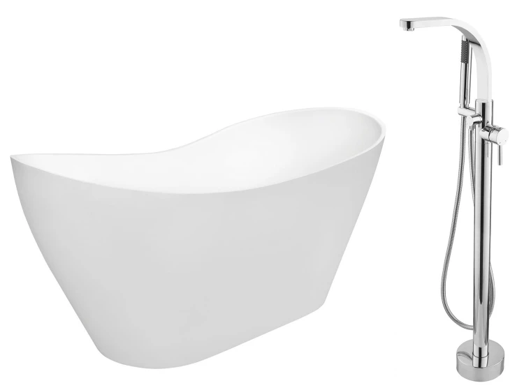 Wanna wolnostojąca Besco VIYA 160x70 cm biała + bateria Decco I